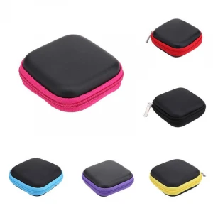 Mini Square EVA Earphone Holder Case Portable Zipper Headset Bluetooth Earbuds USB Cable Cable Storage Bag Box