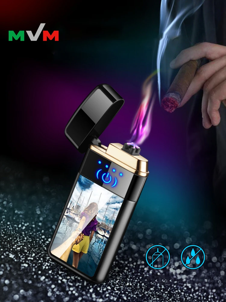 MLT236 New Version Double ARC Pulse Usb Electric Lighter, Eco-friendly Dual Plasma Lighter with Battery Display