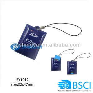 Mobile Phone strap with SD card pocket, PVC strap, mobile accessory