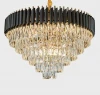 Modern black frame crystal  pendant lights wrought creative luxury villa restaurant crystal chandelier