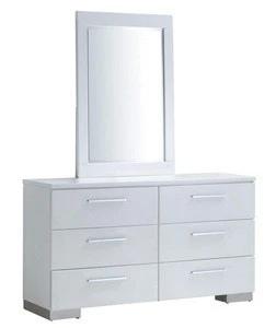 Modern Style Wooden 6 Drawers Storage Cabinet Wood Dresser With Mirror