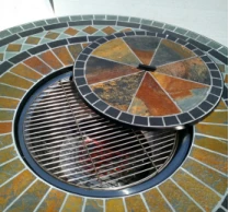 Mosaic Outdoor Backyard Round Table with fire pit