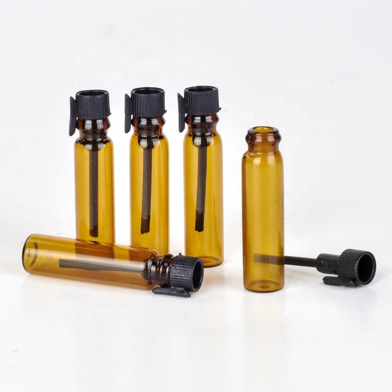 MUB 1 ml 2ml Amber Glass Oil Bottle Small Sample Brown Plastic Drip Perfume Bottle Empty Laboratory Liquid Fragrance Test Tube