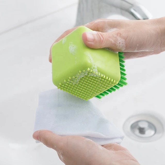 Multi-function Silicone Brush Handheld Soft Hair Cleaning Double Side Washing ClothTools Household Kitchen Dishwash Brush