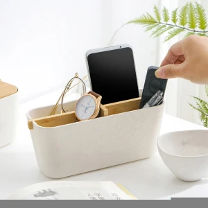 Multifunctional Bamboo Office Desk Organizer Holder Eco-friendly 100% Biodegradable Storage Organizer Box