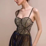 muslim dinner gowns black beading  sequin long formal evening dresses for women