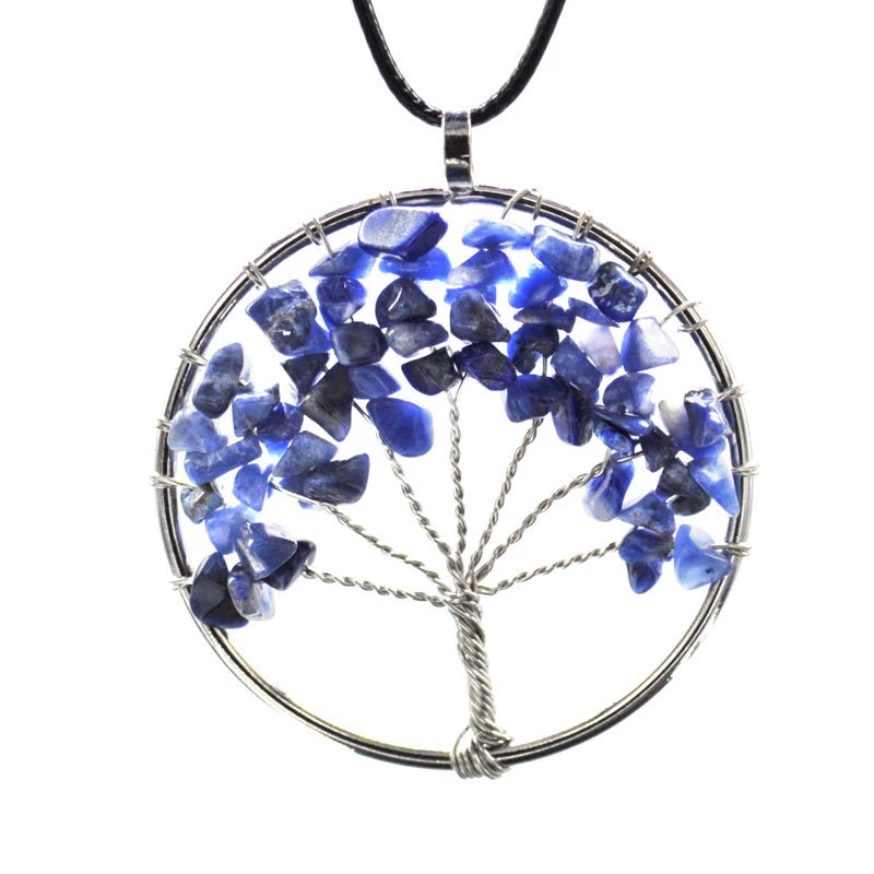 Natural Stone Lifetree Pendant Necklace Yoga 7 chakras stone Beads Necklace  SN004