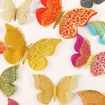 new arrival Double Layer Color Hollow Butterfly 3D Hollow Paper Butterfly Cake Decorating Supplies for Wedding Party Dressing