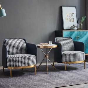 New Design Modern Cafe Salon Sofa Chair Metal Base Living Room Chairs