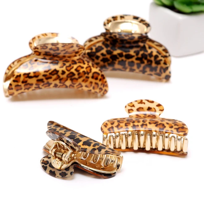 New design plastic acrylic Leopard print Hair claw clip For Girls New Head clip