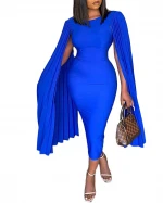New Plus Size Solid Color Round Neck Sleeveless Casual Dress Women's Evening Dress