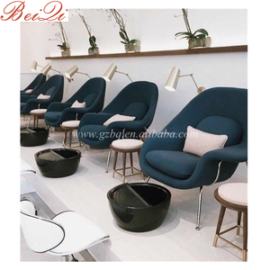 New products cheap massage used velvet pedicure chair spa salon with ceramic basin