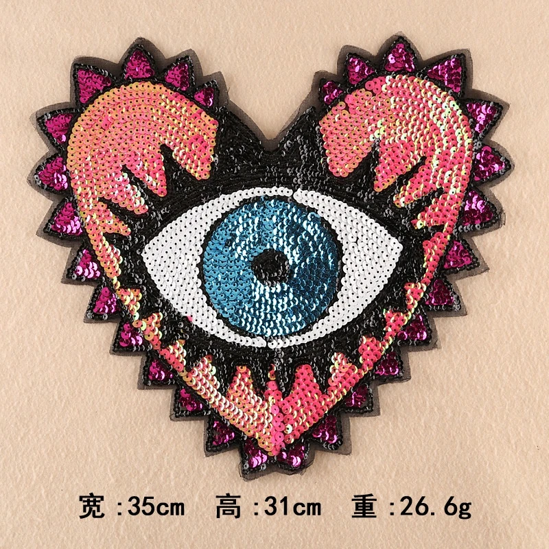 new style heart shape sequin embroidery patches for clothing