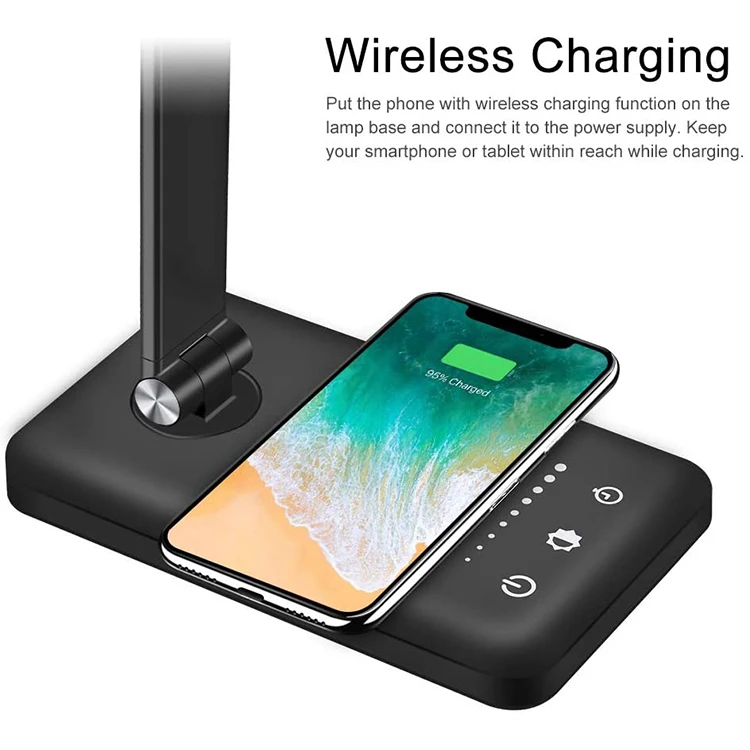 New technology LED Table desk Lamp Wireless Phone Charger Table Reading Light portable charger