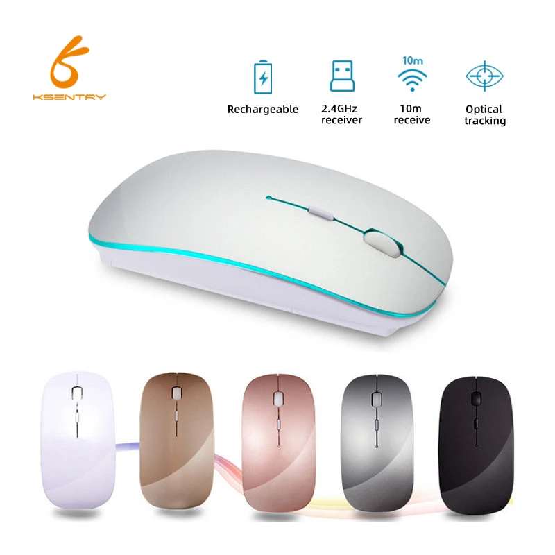 New Ultra-thin Mini Wireless Mouse Silent Mute Rechargeable Led Colorful Lights Computer Mouse