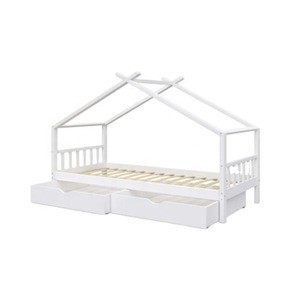 No.1311-C Wood House Bed for kids Children play bed frame with 2 drawers with storage single bed