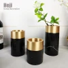 Nordic Black Geometric Marble Trumpet Ikebana Flower Vase For Decoration Home