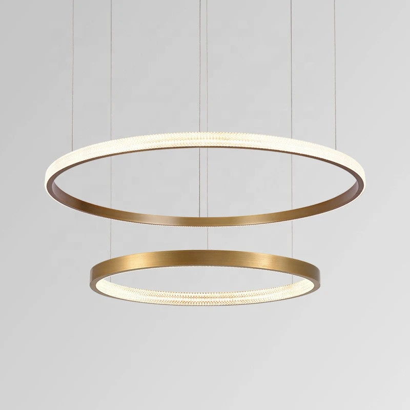 Nordic stairs living room modern hanging led clear acrylic circle ring pendant light lustre