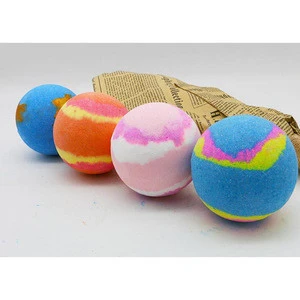 OEM private label DIY Spa natural ball shape bath fizzies organic bubble ranibow pretty kids bath bomb