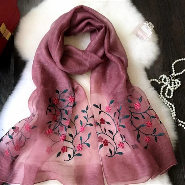Organic Black In-Stock Silk Wool Fabric 190cm length Silk Scarf For Gift in Winter