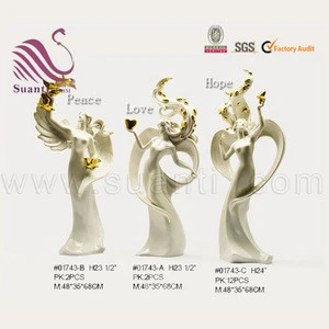Original Design White and Golden Resin Fairy Angel Religious Statues for Home Decor