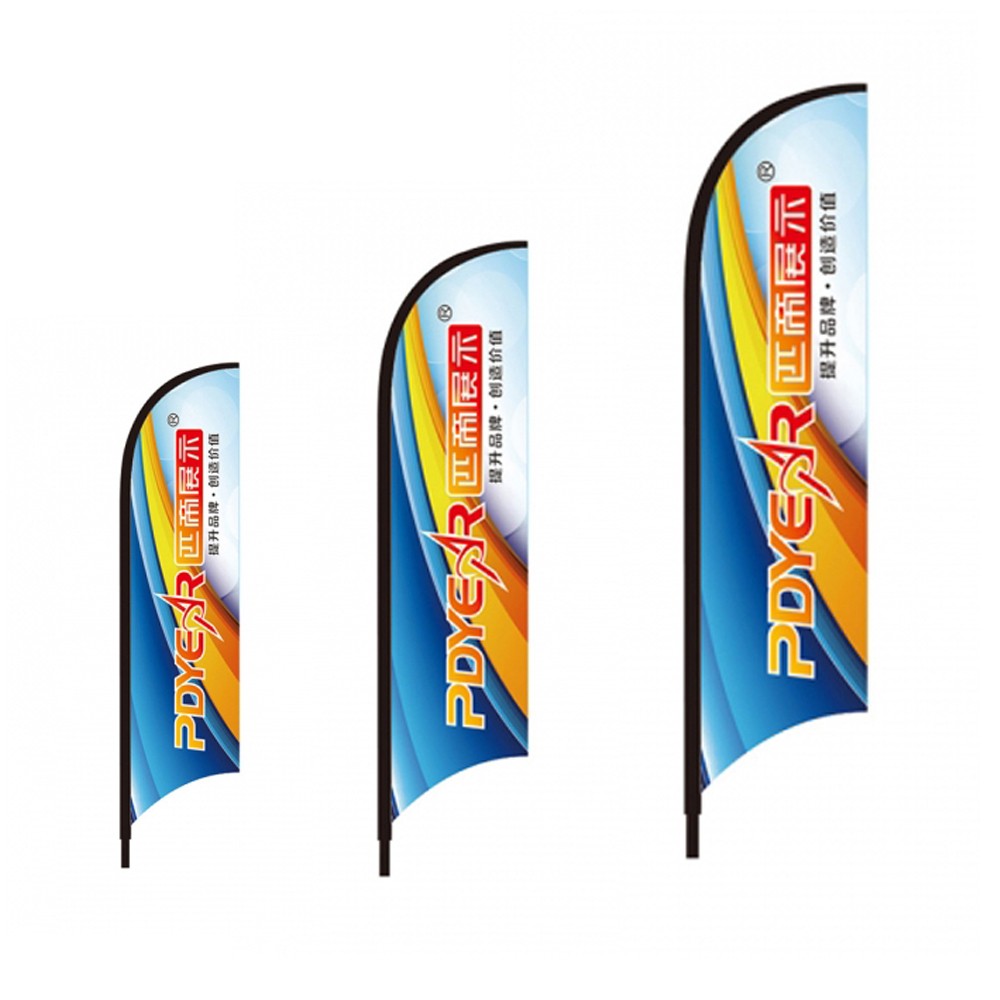 Outdoor Cheap Promotional Custom Full Color Print Beach Feather Teardrop Blade Swooper Flag Banner Hardware Pole Base