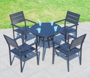 Outdoor patio table and chair combination leisure cafe outdoor balcony garden anti-corrosion wood plastic wood table and chair