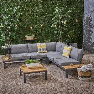 Outdoor patio water proof fabric Sofas, L Shaped Sleeper Rattan Garden corner lounge Sofa Sets Outdoor Furniture