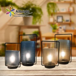Outdoors Led Wall Glass Lamp Colored Glass Lanterns Glass Led Cylinder Table Lamp