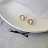 Oval diamond Opal  925 silver needle earrings