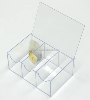 Personalized Clear Acrylic 6 Section Tea Bag Storage Box