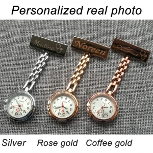 Personalized Customized Engraved Your Name Pin Brooch Stainless Steel Lapel Pocket Watch Nurse Watch