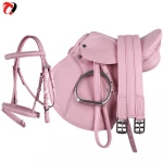 Pink English Saddle leather saddle/Professional Polo Horse Riding Saddle Kit