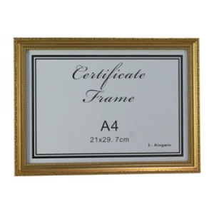 Plastic gold certificate frame A4 display picture frame diploma frame