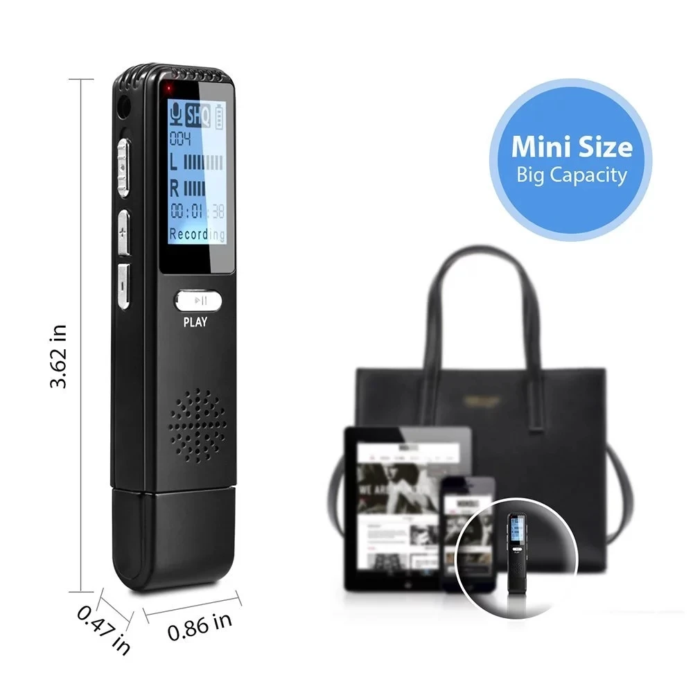 Portable Mini 8GB 16GB USB HD Digital Voice Recorder Audio Recording Pen Noise Reduction with LCD Display for Conference Class