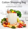 Printed Fashion Cotton Bag Organic Produce Tote Canvas 100 Recycled Cartoon Large Cosmetics Linen Reusable Bags Dust With Logo