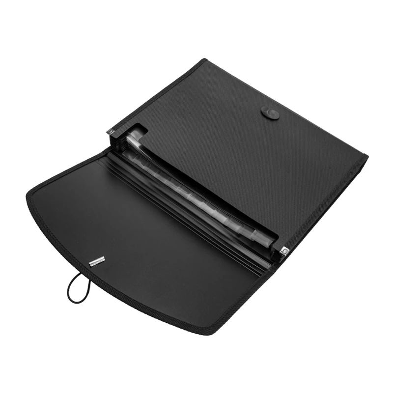 private label office supplies portable PP 13 pockets Black plastic accordion files a4 folder expanding file folder