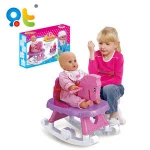 Professional ride on animal toy plastic rocking horse with music and doll for wholesale