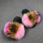 PROMOTION PRICE Internet celebrity recommended shoes raccoon fur ladies sandals fox fur slides fashion flat genuine fur slippers