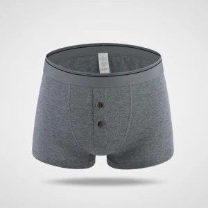 Pure color Environmental Button underwear men boxers 100% cotton super soft boxer briefs