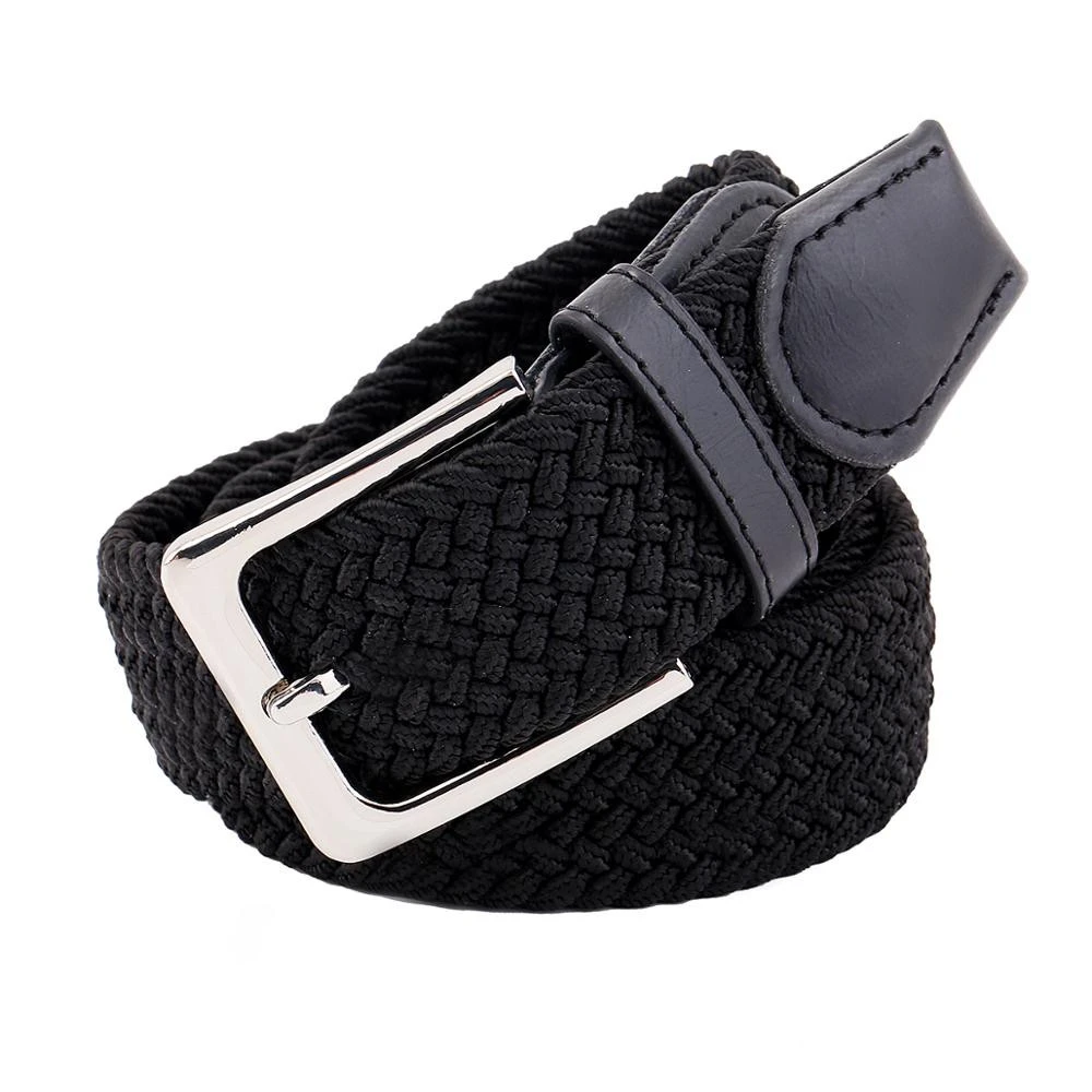 Quality alloy buckle elastic ceinture braided fabric belt for unisex