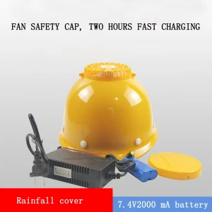 Rechargeable battery Fan Cooling Safety single fan helmet  Hard Hat Construction Workplace ABS Rainproof Helmet