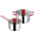 Import Red handle cookware set wholesale soup deep pot stainless steel cooking pot with glass lid from China