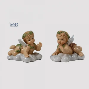 Religious statue of Baby Jesus lying in porcelain High Quality, cm. 16. Brand: Navel Porcellana dAutore