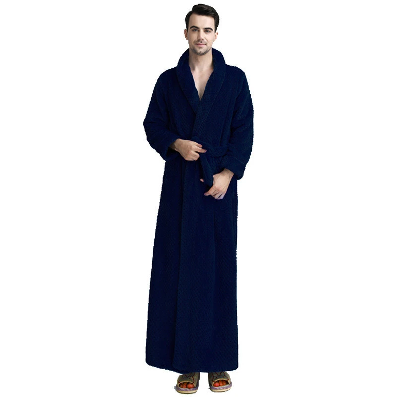 Robe Robes Mens Long Plush Soft Warm Fleece Bathrobe Robe