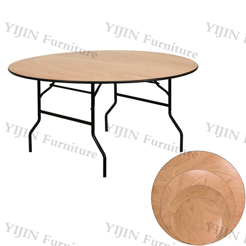 Round Heavy Duty Durable Wooden  Folding Dining Table