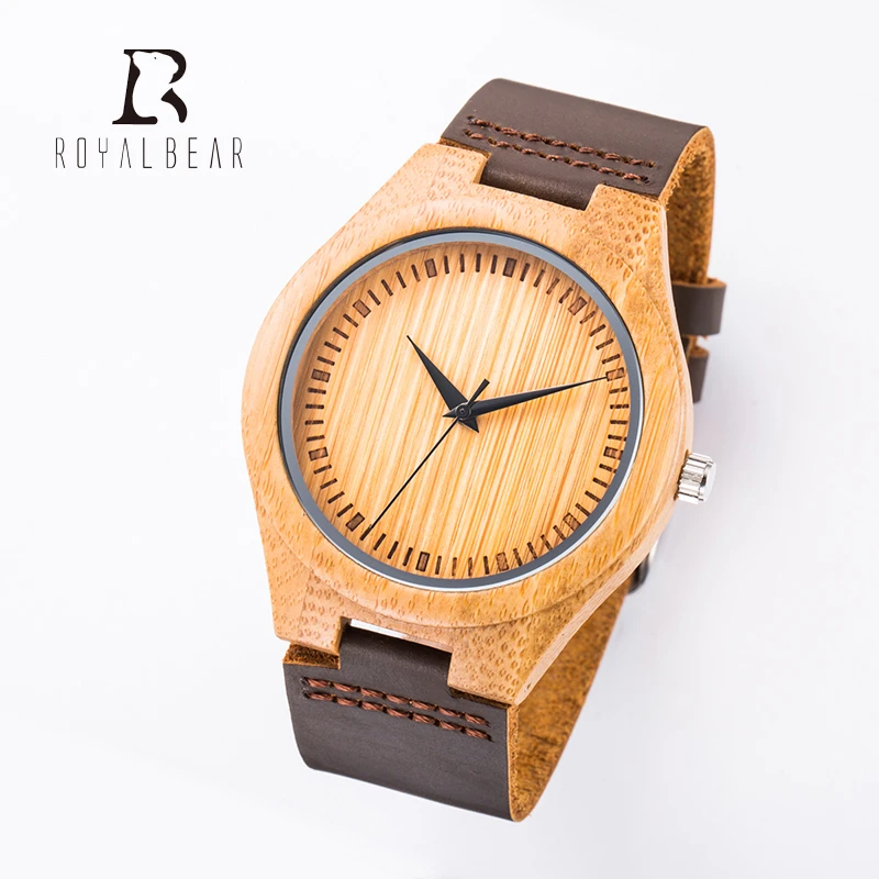 Royal Bear Customization 100% high quality waterproof quartz wooden wood bamboo wrist watch Factory China