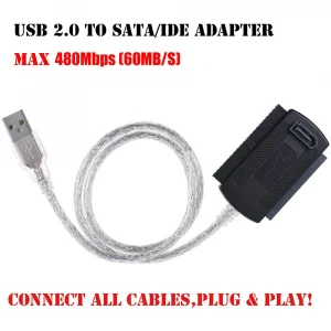 SATA/PATA/IDE Hard Drive to USB 2.0 Adapter Cable 2.5&#x27;&#x27;/3.5&#x27;&#x27; Hard Disk HDD Converter Set with Stable AC Power Supply