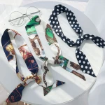 Silk scarf headband South Korea ins ladies small long strip tied hair streamer autumn retro narrow simulation silk scarf