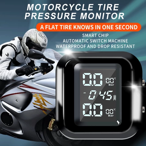 Small Size Real Time Digital Display Monitoring Alarm Motorcycle Tire Temperature And Pressure Detector TPMS